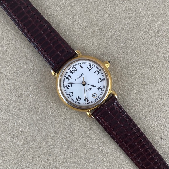 Vintage Tourneau Watch Swiss Made with Gold Plated Bezel Stainless Steel Case - Picture 8 of 9